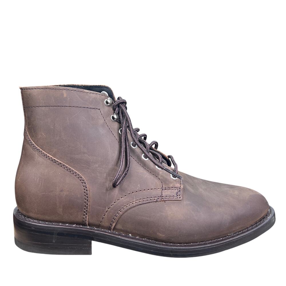 Thursday The Captain Brown Leather Lace Up Wide Boots Size 10.5